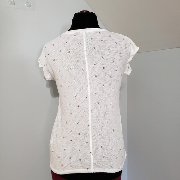 Cynthia Rowley Burnout Love Graphic Sheer V Neckline Short Sleeves T-Shirt - Picture 3 of 9